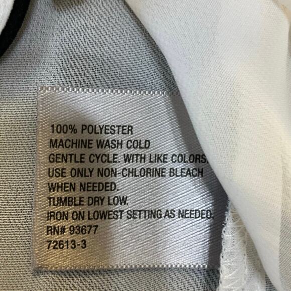 Worthington Sheer Button Front Blouse Size L Ivory w Black Piping - Picture 7 of 9